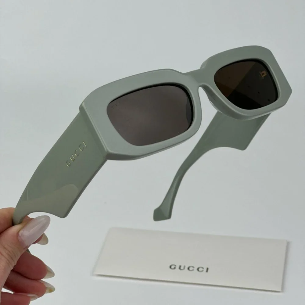 Gucci GG1426S 004 BRAND NEW Sunglasses Solid Sage Brown Unisex Rectangle